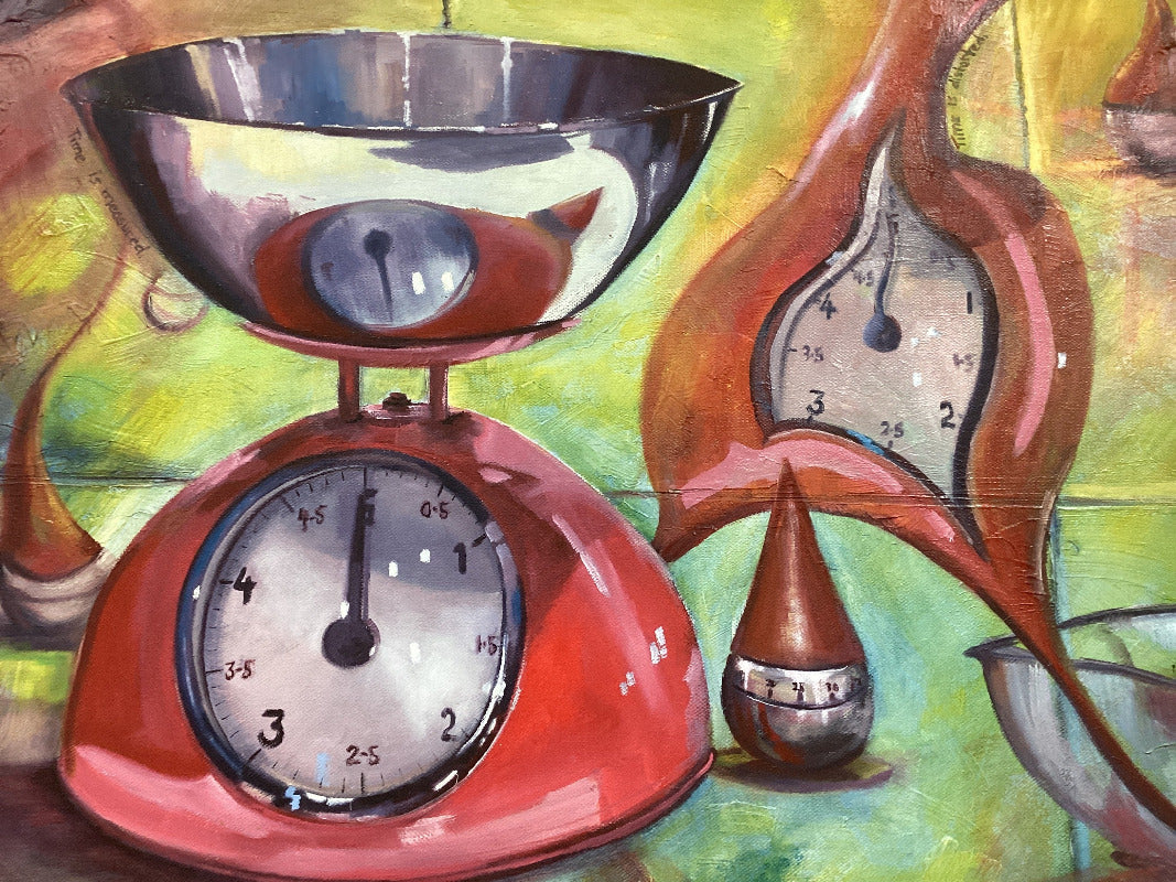 Original Painting "Weighing Time" on Stretched Canvas 101.5 X 75.5 cm-Hand Picked Imports