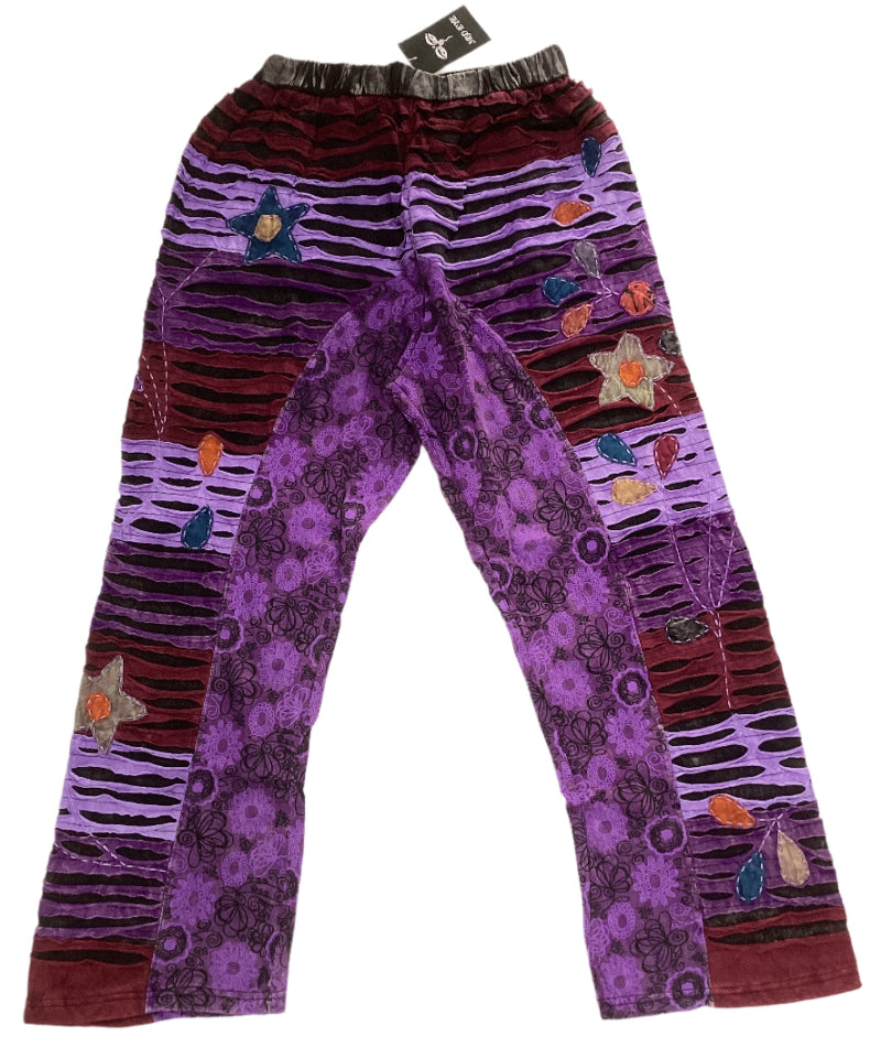 Razer Cut Hand Embroidered Hippie festival Winter Pants from Nepal-Hand Picked Imports