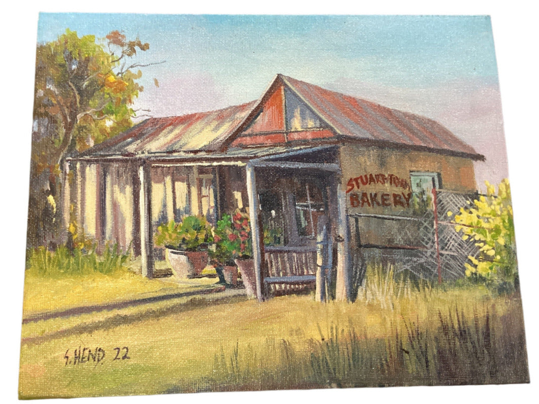 Stuart Town Bakery Miniature Original Acrylic Painting On Stretched Canvas 8x10"-Hand Picked Imports