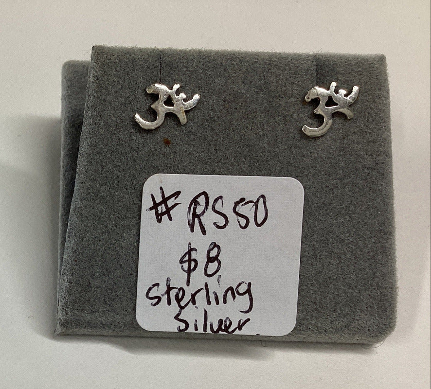 925 Sterling Silver OM Stud Earrings-Hand Picked Imports