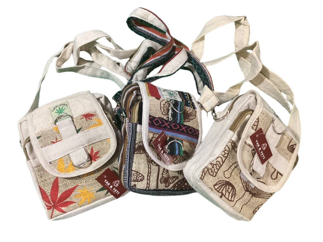 Unisex Festival Hemp Passport Bag Made In Nepal 17cm X 23cm-Hand Picked Imports