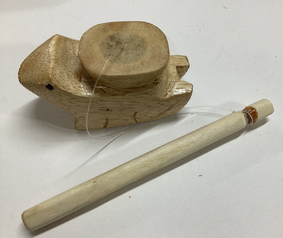 Wooden Croaker Noise Maker Spinning Frog Hand Crafted in Indonesia-Hand Picked Imports