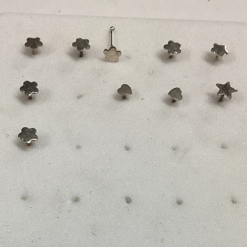 925 Sterling Silver Star Heart Moon & Plain Nose Studs-Hand Picked Imports