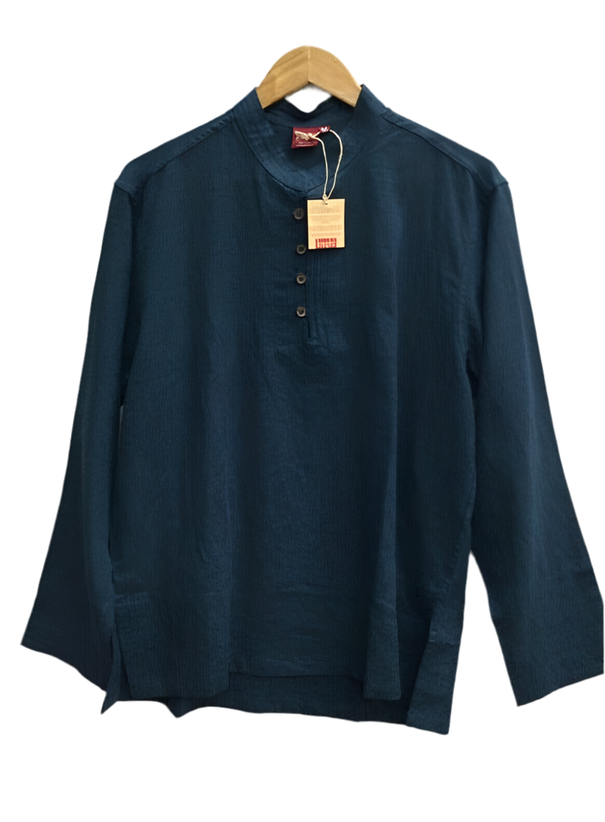 Men's/ Unisex Long Sleeve Blue Hemp Shirt S,M,L, XXL-Hand Picked Imports