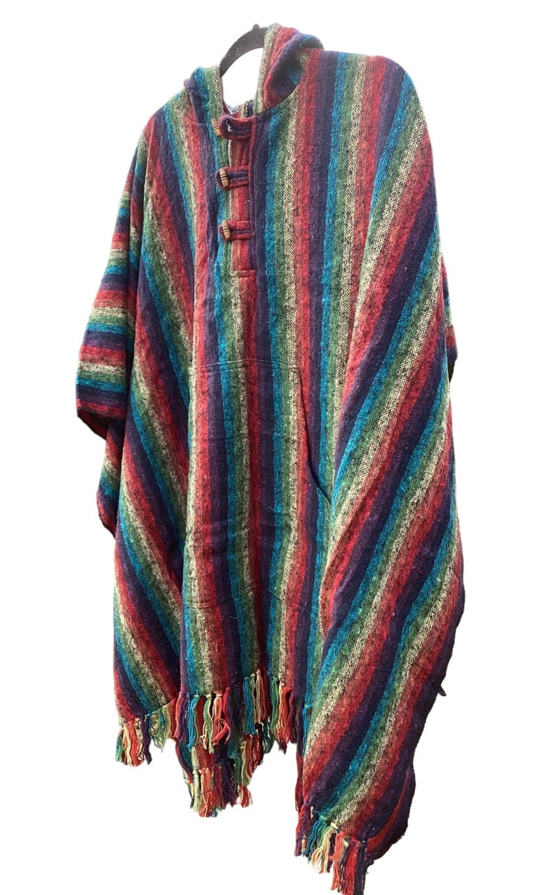 Rainbow Poncho Free Size Made in Nepal-Hand Picked Imports