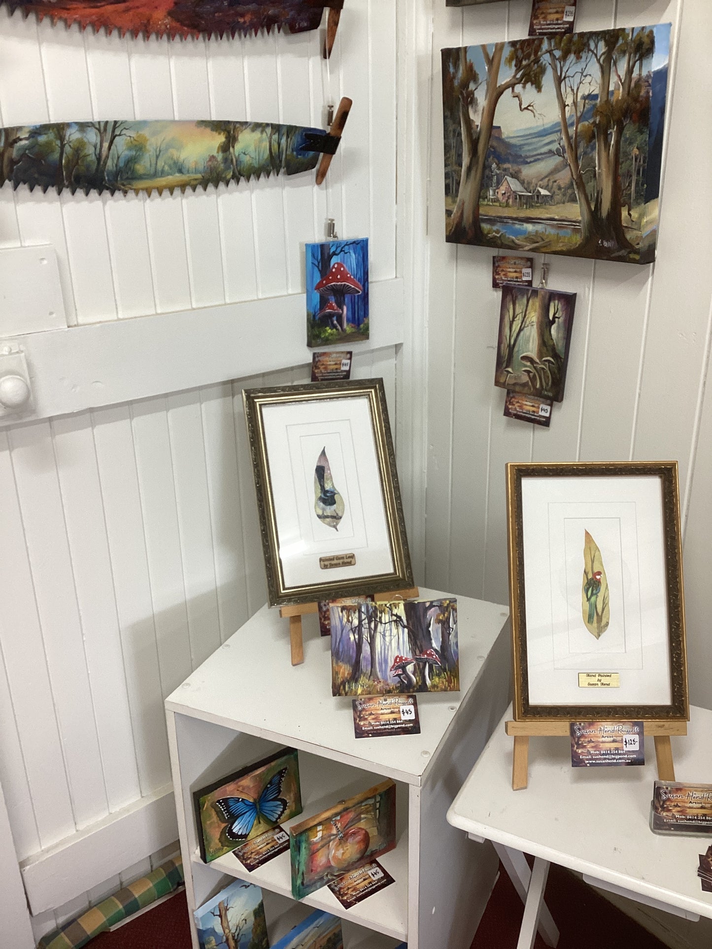 "Blue Wren" Hand Painted on Gum Leaf By Artist Sue Hend Russell-Hand Picked Imports