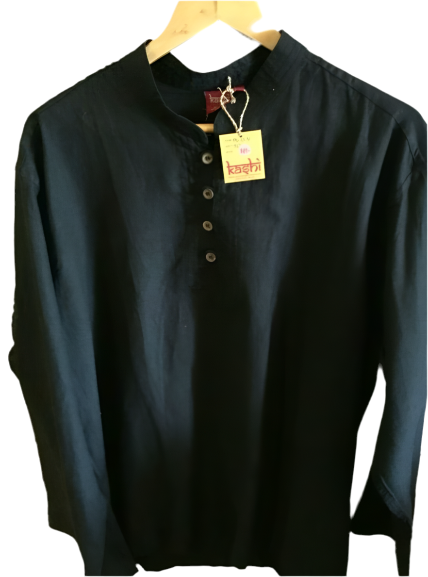 Men's Black Long Sleeve Hemp Shirt-Hand Picked Imports