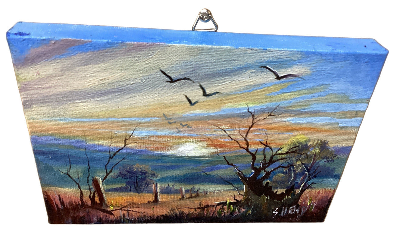 Miniature Original Oil Painting On Stretched Canvas 7"x 5” By Susan Hend Russell-Hand Picked Imports