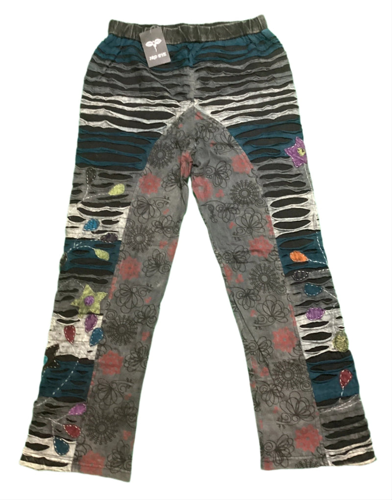 Ladies Razer Cut Hand Embroidered Hippie festival Winter Pants from Nepal-Hand Picked Imports