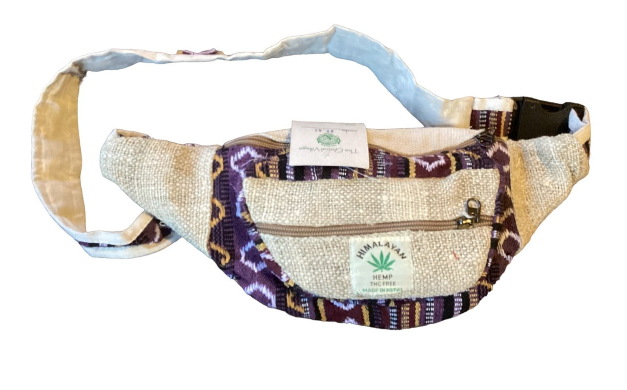 Unisex/Ladies/Men's Hemp Festival Hiking Bum Bag /Money Belt made in Nepal-Hand Picked Imports
