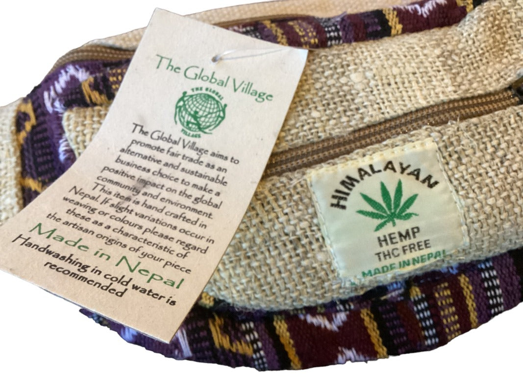 Unisex/Ladies/Men's Hemp Festival Hiking Bum Bag /Money Belt made in Nepal-Hand Picked Imports