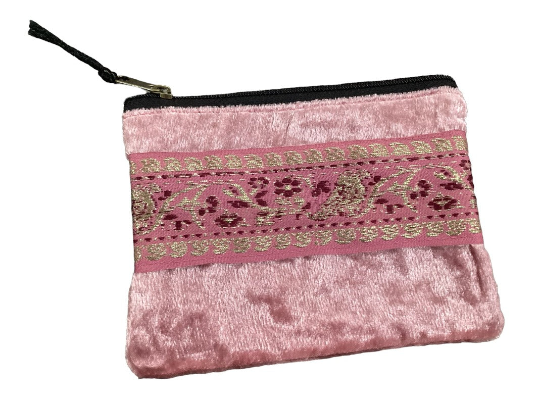 Small Velvet Coin Purse with Zipper Size 14.5 X 11.5 cm-Hand Picked Imports