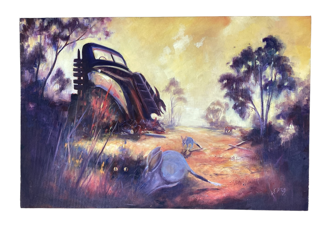 Original Oil Painting Bilbies "Mad Dash To Safety" Stretched Canvas 91.5 X 61 cm-Hand Picked Imports