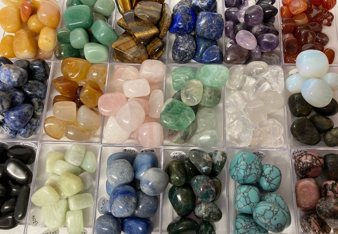 Choose Six Tumble stones/ Crystals + Bag-Hand Picked Imports