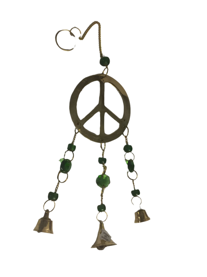 Small Peace Windchime with Green Beads-Hand Picked Imports