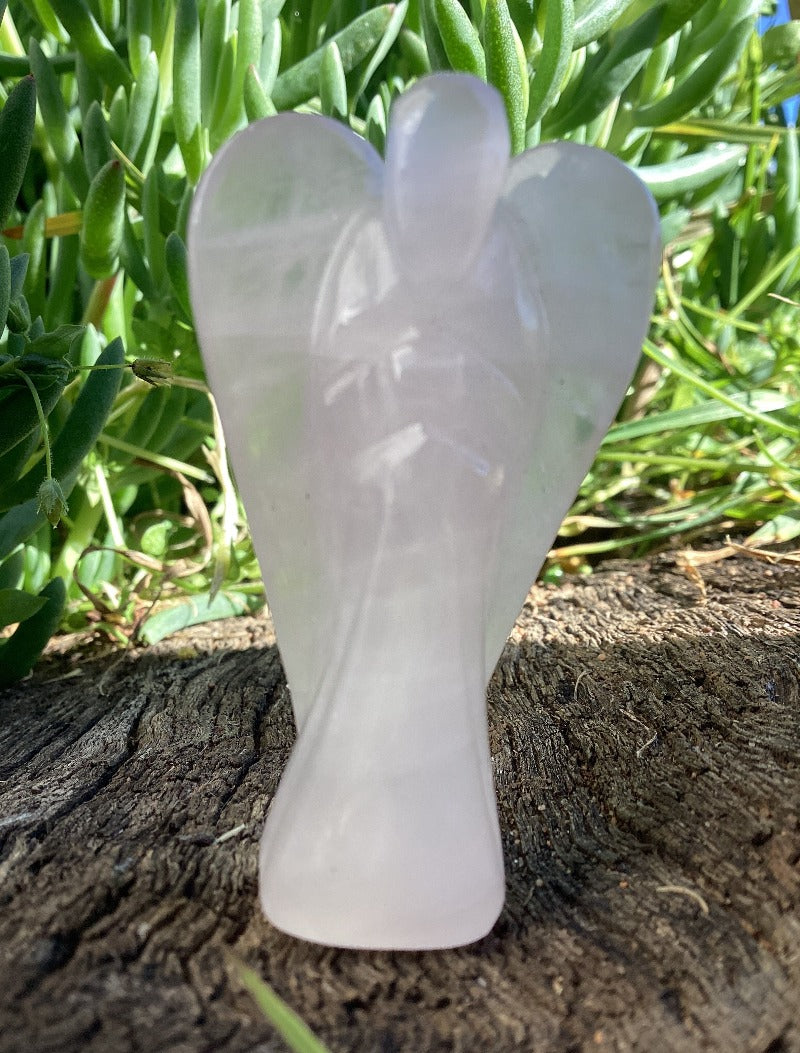 Hand Craved Rose Quartz Crystal Angel Size 5.5cm High-Hand Picked Imports