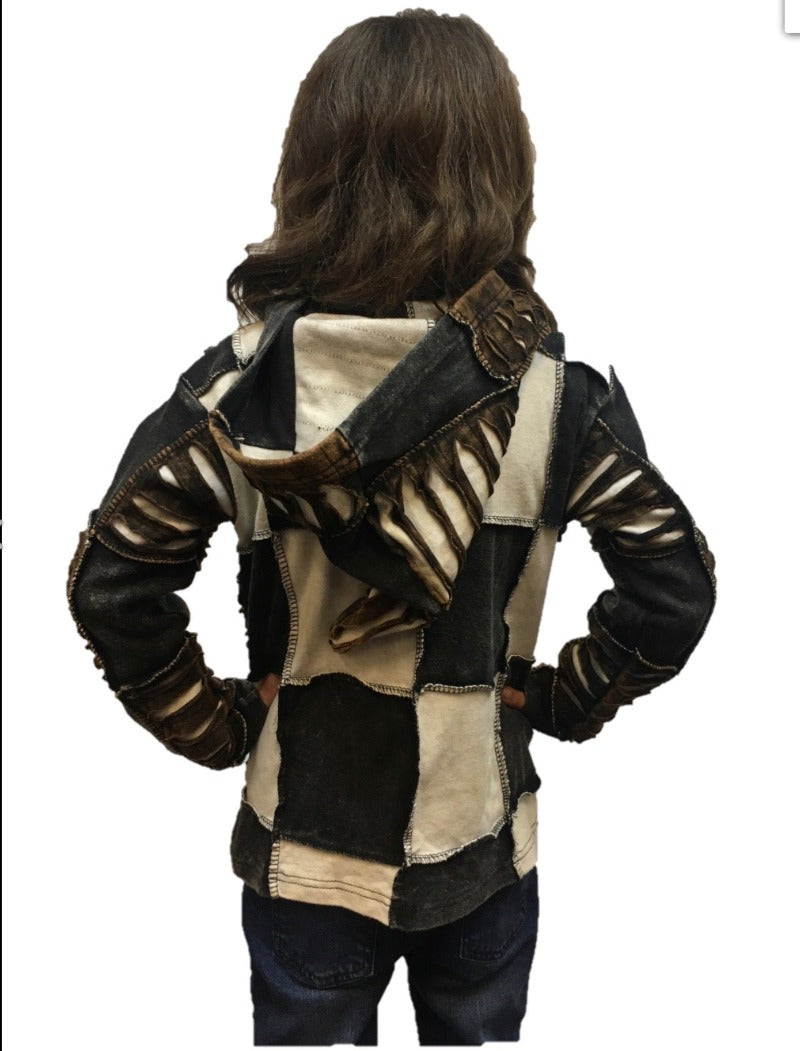 Unisex Kids Black & White Patchwork Pixie Jacket Size 4/5 & 5/6 years-Hand Picked Imports