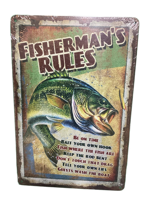 Fisherman's Rules- Tin Sign 30 X 20 cm-Hand Picked Imports