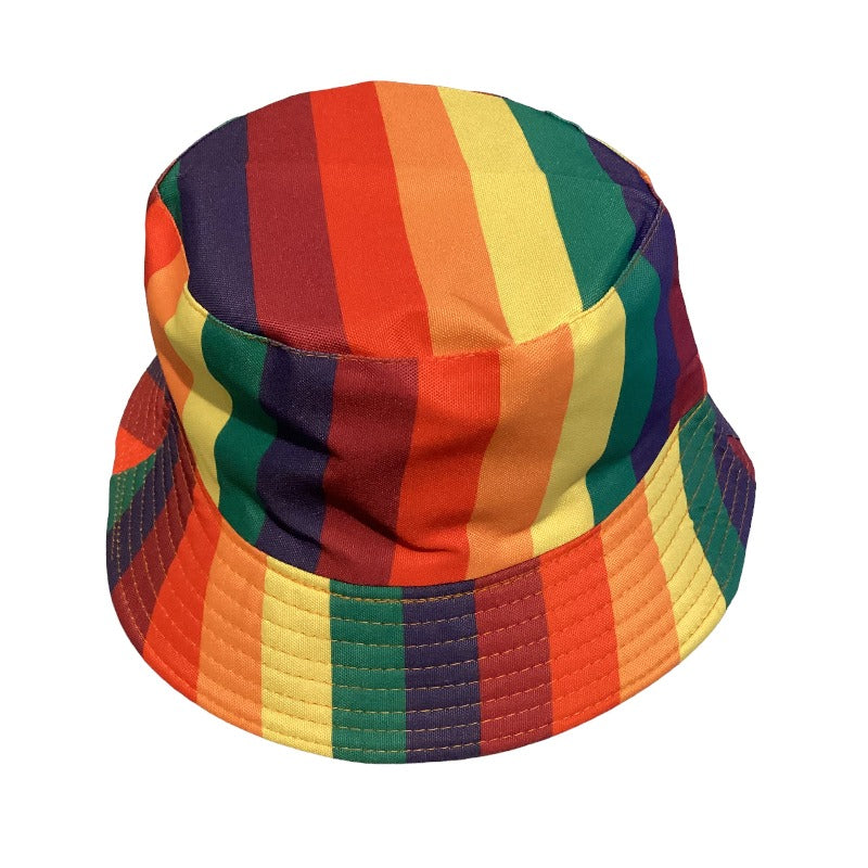 Funky Unisex Reversible Cotton Printed Rainbow Festival Party Sun Bucket Hat-Hand Picked Imports