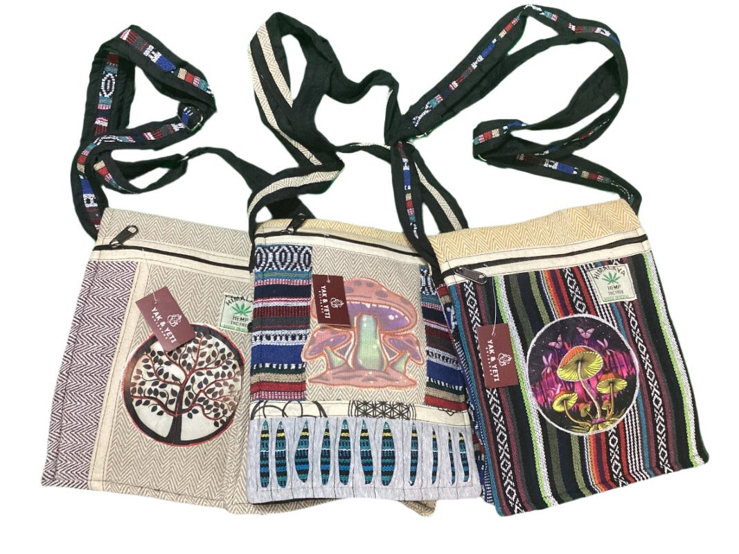 Unisex Hippie Festival Hemp Passport Bag Made In Nepal 23cm X 25cm-Hand Picked Imports