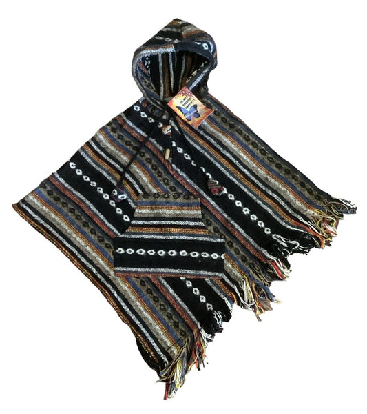 Brushed Cotton Kids Dimond Ponchos From Nepal Size 2 to 3 years-Hand Picked Imports