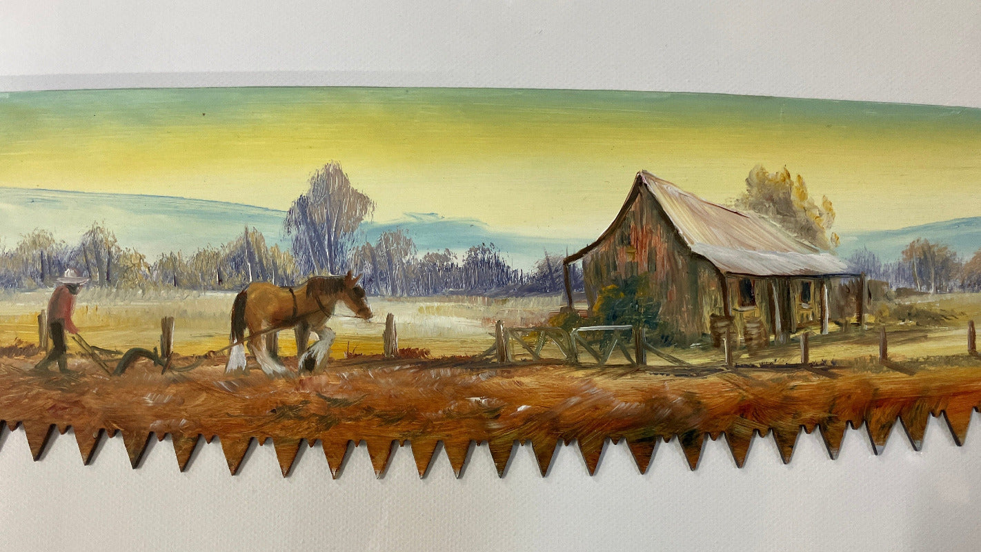 Working Horse - Hand Painted Miniature Crosscut Saws By Artist Susan Hend Russell-Hand Picked Imports
