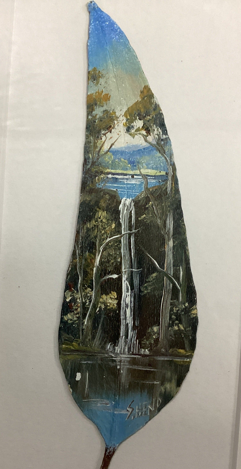 "Waterfall" Hand Painted Gum Leaf By Artist Sue Hend Russell-Hand Picked Imports
