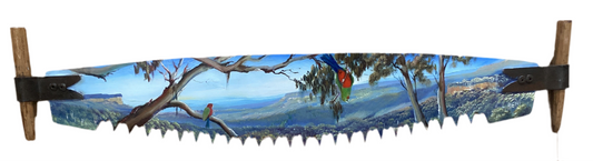 Hand Painted Miniature Crosscut Saws  By Artist Susan Hend Russell
