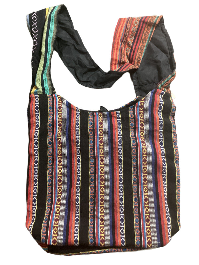 Large Sized Unisex Printed OM Hemp & Cotton Bag Made in Nepal-Hand Picked Imports