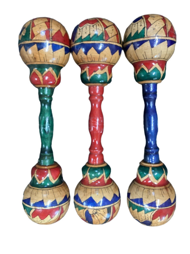 Double Sided Wooden Music Maraca/Shaker Hand Painted in Indonesia-Hand Picked Imports