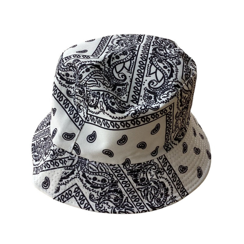 Funky Paisley Black and White Unisex Reversible Cotton Printed Festival Party Bucket Hat-Hand Picked Imports