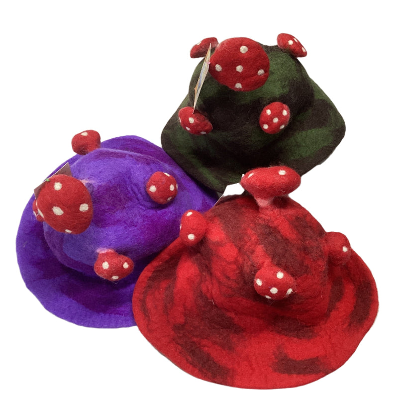 Adult Mushroom Felt Hats Handmade in Nepal-Hand Picked Imports