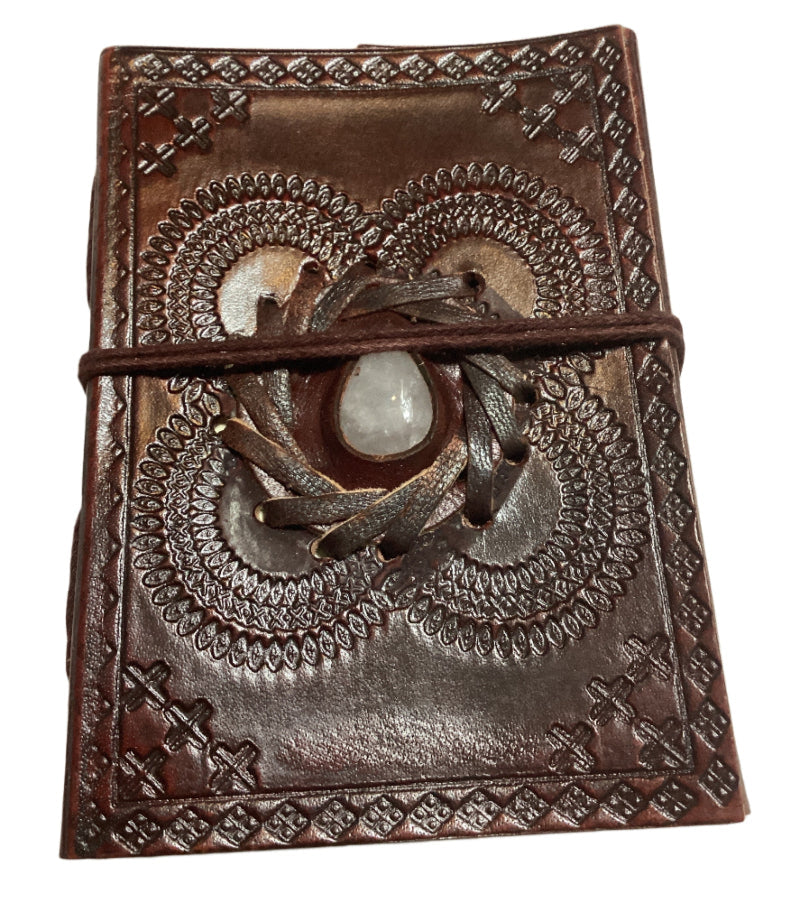 Small Leather Journal with Crystal and Handmade Paper from India-Hand Picked Imports