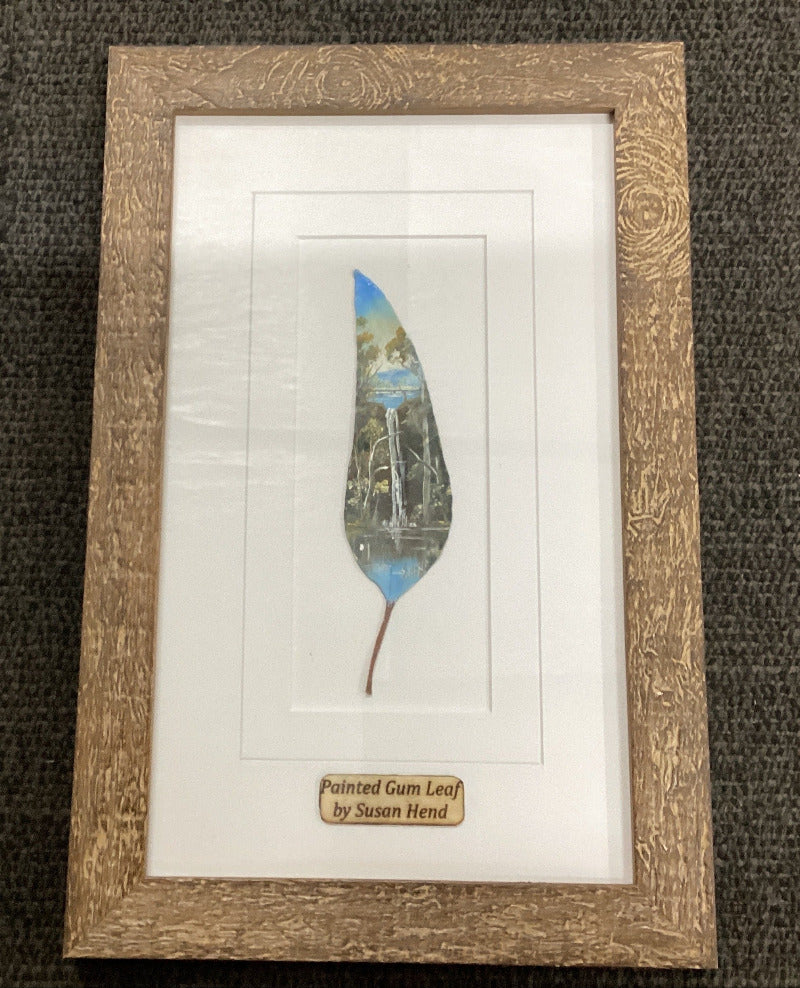 "Waterfall" Hand Painted Gum Leaf By Artist Sue Hend Russell-Hand Picked Imports