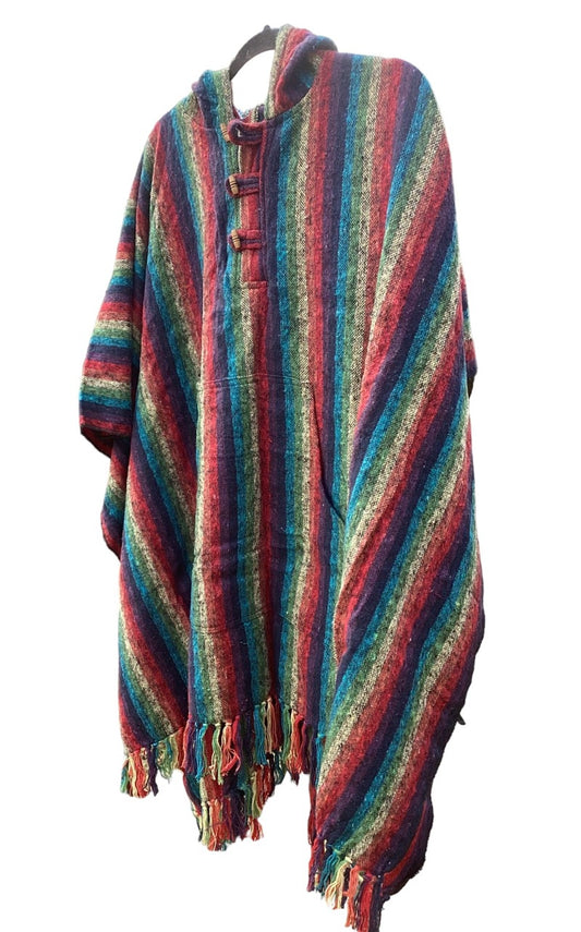 Rainbow Poncho Free Size Made in Nepal-Hand Picked Imports