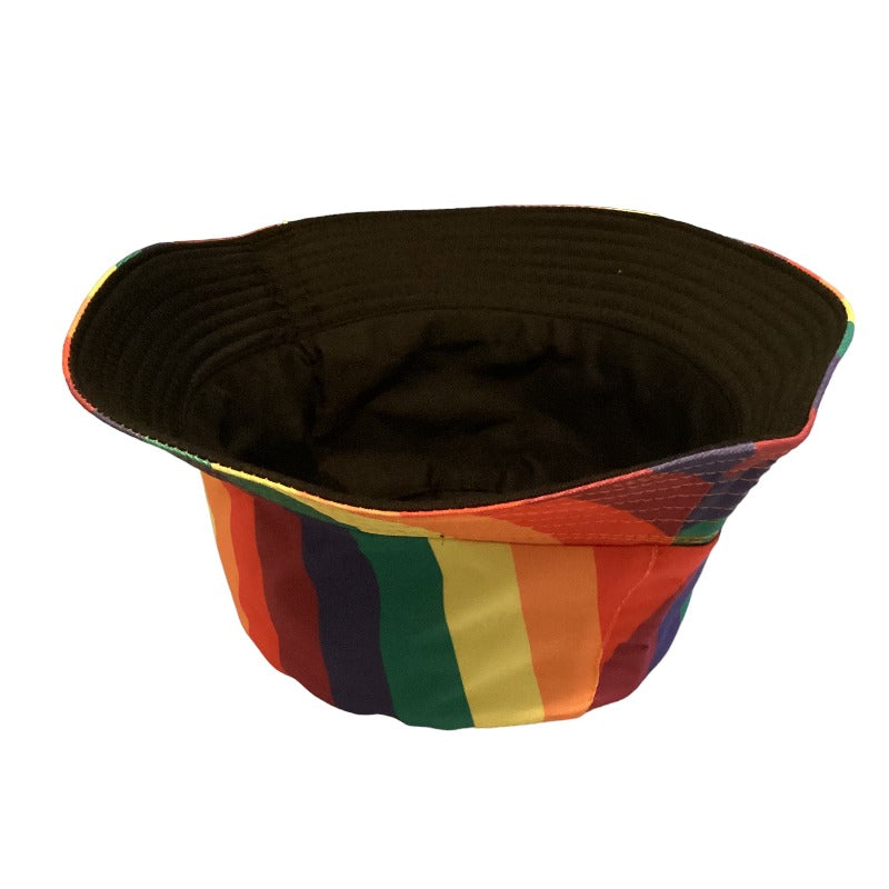 Funky Unisex Reversible Cotton Printed Rainbow Festival Party Sun Bucket Hat-Hand Picked Imports