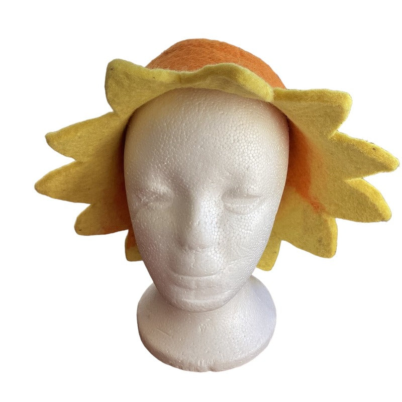 Adult Sun Flower Felt Hat Handmade in Nepal-Hand Picked Imports