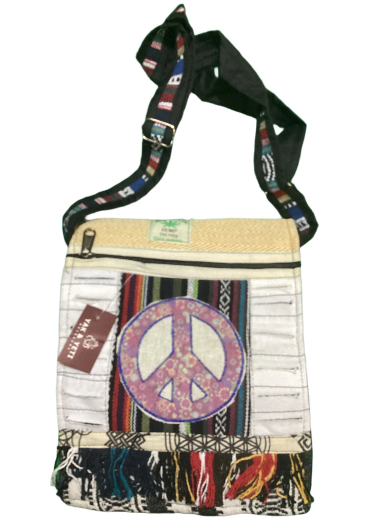 Unisex Hippie Festival Hemp Passport Bag Made In Nepal 23cm X 25cm-Hand Picked Imports