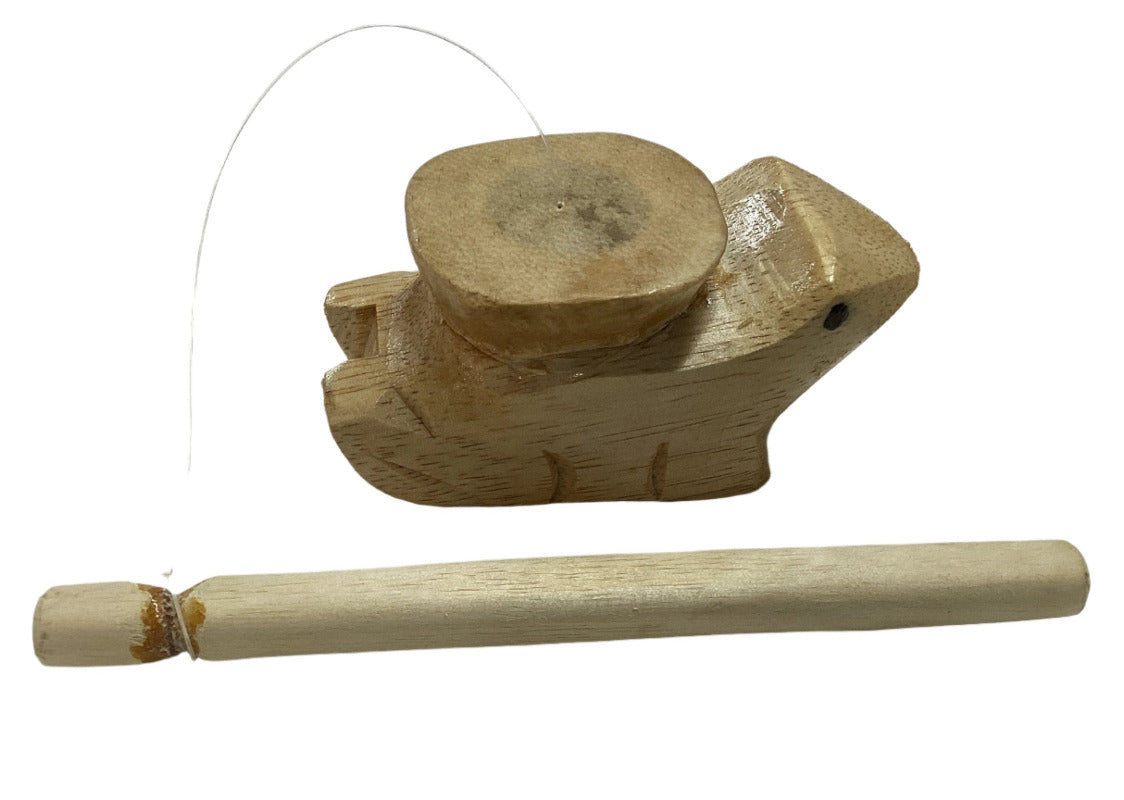 Wooden Croaker Noise Maker Spinning Frog Hand Crafted in Indonesia-Hand Picked Imports