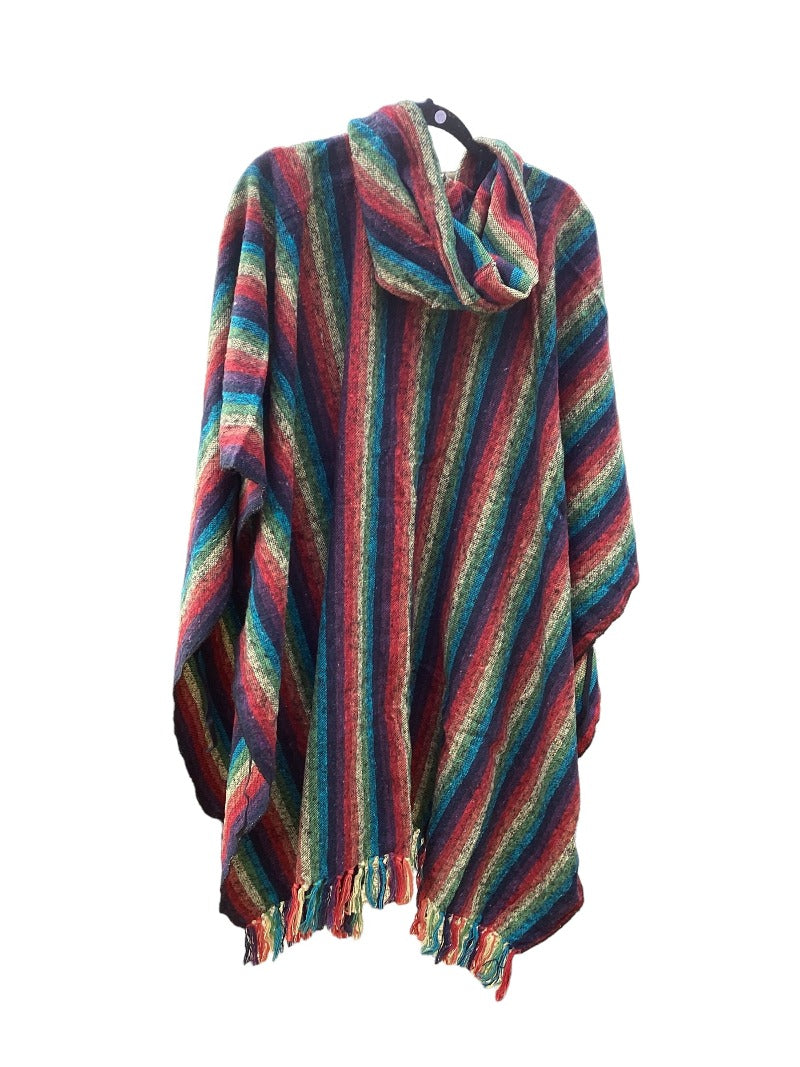 Unisex Winter Brushed Cotton Rainbow Poncho Free Size Made in Nepal-Hand Picked Imports