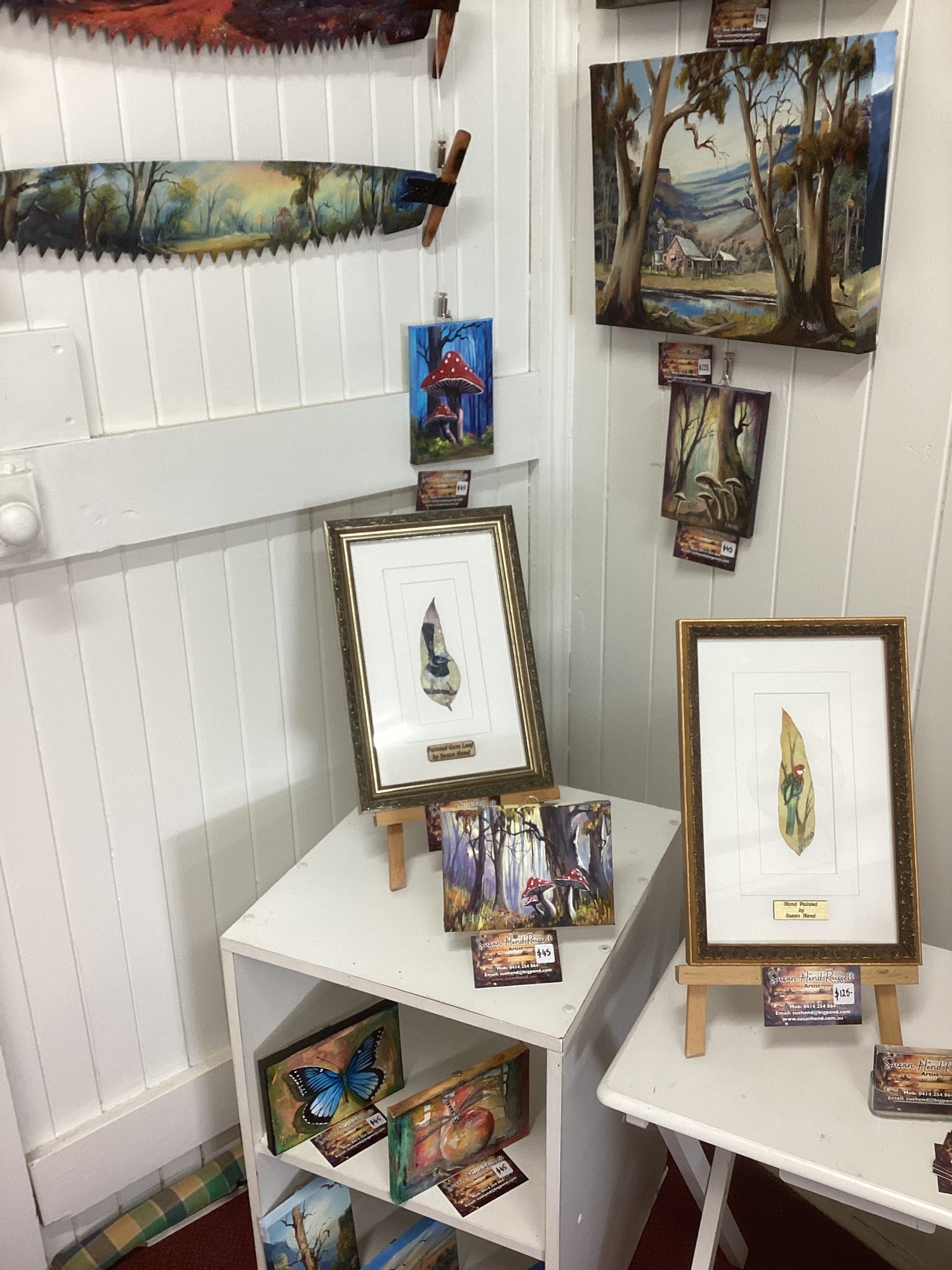 "Blue Wren" Hand Painted on Gum Leaf By Artist Sue Hend Russell-Hand Picked Imports