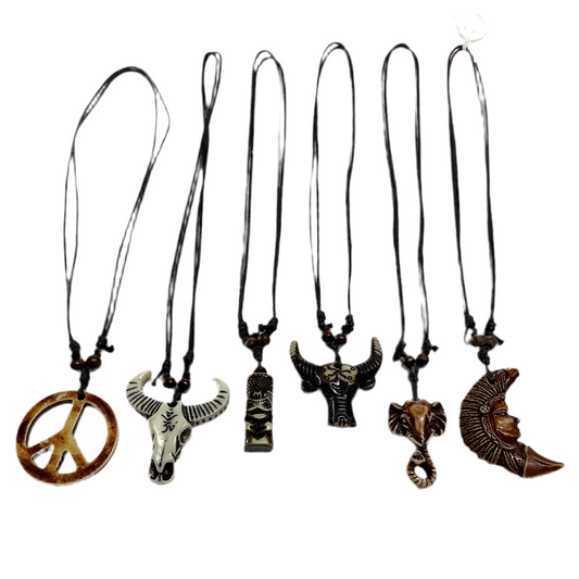 Peace Sign, Cows head White, Cows Head Black, Elephant, adjustable necklaces-Hand Picked Imports