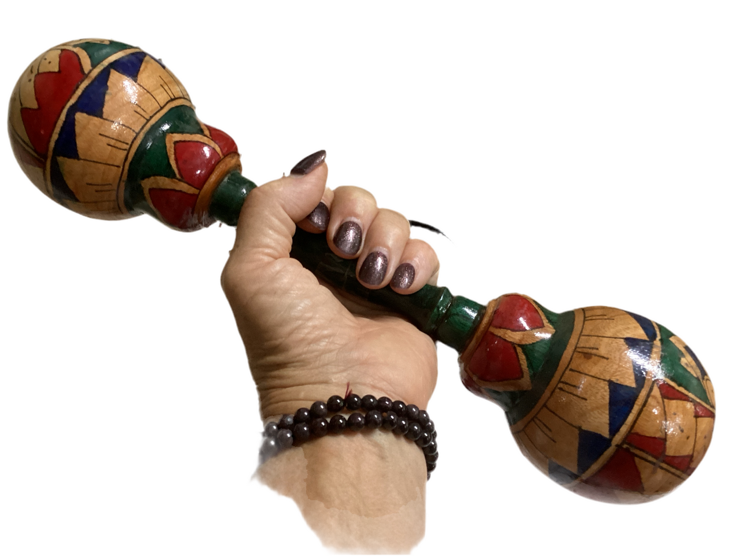 Double Sided Wooden Music Maraca/Shaker Hand Painted in Indonesia-Hand Picked Imports