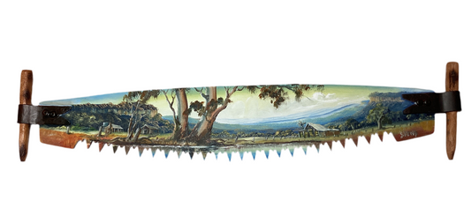Country Scene - Hand Painted Miniature Crosscut Saws By Artist Susan Hend Russell-Hand Picked Imports