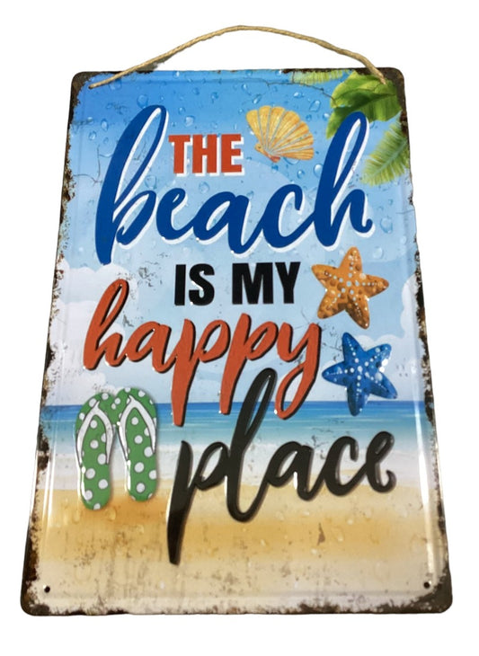 The Beach is my Happy Place- Tin Sign 30 X 20 cm-Hand Picked Imports