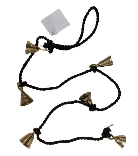 Black String with 6 Brass Bells 98cm-Hand Picked Imports