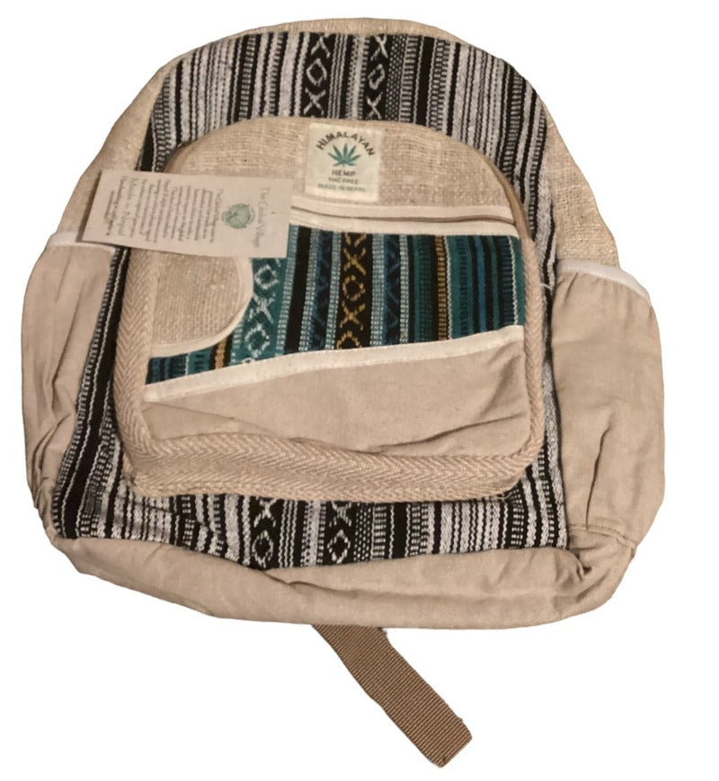 Medium Sized Unisex Hemp/Cotton Backpack-Hand Picked Imports