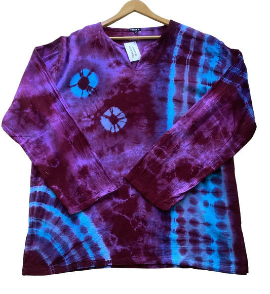 Men's/ Unisex Tie Dyed Long Sleeve BoHo Hippie Shirt Size 3XL-Hand Picked Imports