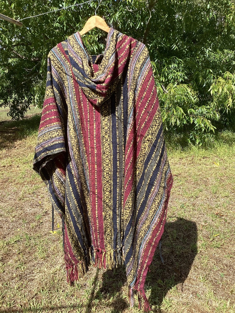 Unisex Winter Brushed Cotton Poncho Free Size Made in Nepal-Hand Picked Imports
