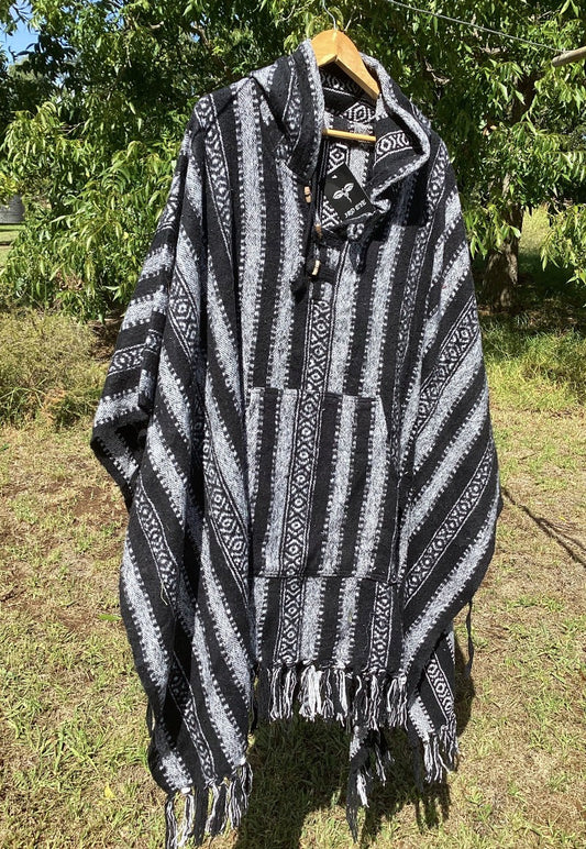 Unisex Winter Brushed Cotton Hooded Ponchos Free Size Made in Nepal-Hand Picked Imports